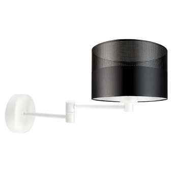 Lysne Brage Glam kinkiet z przegubem E27 abażur czarny z ażurem, stelaż biały