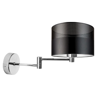 Lysne Brage Glam kinkiet z przegubem E27 abażur czarny z ażurem, stelaż chrom