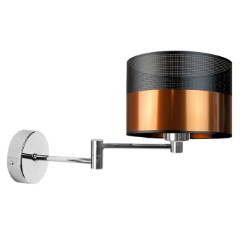 Lysne Brage Glam kinkiet z przegubem E27 abażur miedziany z czarnym ażurem, stelaż chrom