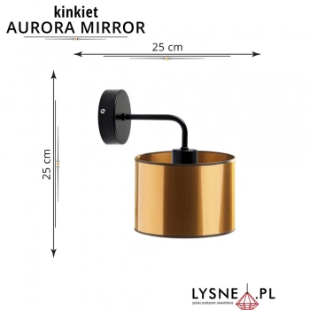 Aurora Mirror kinkiet E27 abażur miedziany, stelaż czarny
