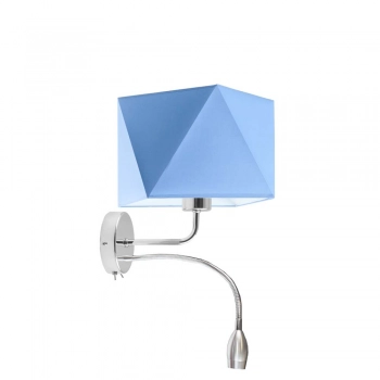 Lysne Kent kinkiet E27 + LED abażur niebieski, stelaż chrom