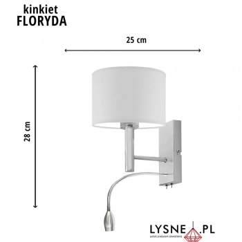 Floryda kinkiet 1xE27, LED abażur jasny fioletowy, stelaż (chrom, stal szczotkowana)