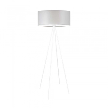 Ibiza lampa podłogowa 1 x E27 stelaż biały abażur jasny szary Lysne