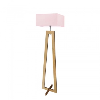 Jawa lampa podłogowa 1xE27 stelaż dąb abażur różowy Lysne