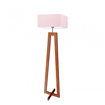 Jawa lampa podłogowa 1xE27 stelaż mahoń abażur różowy Lysne