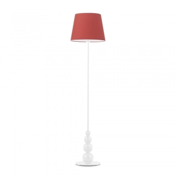 Lizbona lampa podłogowa 1xE27 stelaż biały abażur czerwony Lysne