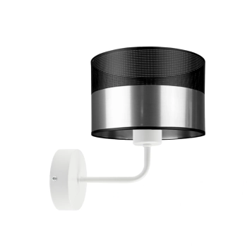 Lysne Modena Glam kinkiet E27 abażur srebrny z czarnym ażurem, stelaż biały