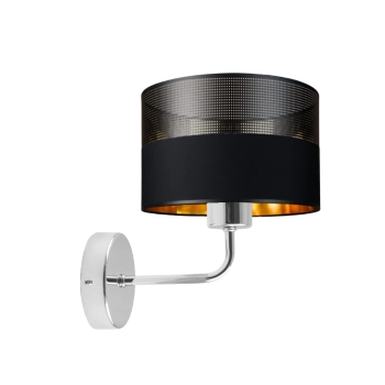 Lysne Modena Glam kinkiet E27 abażur czarny z ażurem i złotym wnętrzem, stelaż chrom