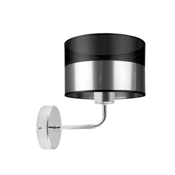 Lysne Modena Glam kinkiet E27 abażur srebrny z czarnym ażurem, stelaż chrom