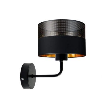 Lysne Modena Glam kinkiet E27 abażur czarny z ażurem i złotym wnętrzem, stelaż czarny