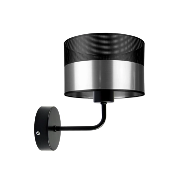 Lysne Modena Glam kinkiet E27 abażur srebrny z czarnym ażurem, stelaż czarny