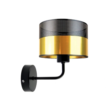 Lysne Modena Glam kinkiet E27 abażur złoty z czarnym ażurem, stelaż czarny