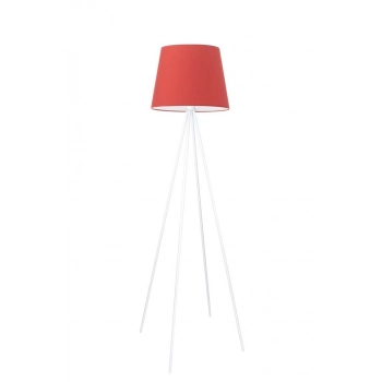 Panama lampa podłogowa 1xE27 stelaż biały abażur czerwony Lysne