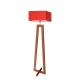 Jawa lampa podłogowa 1xE27 stelaż mahoń abażur czerwony Lysne
