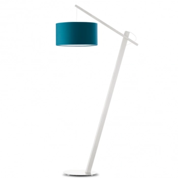 Torino lampa podłogowa E27 abażur morski, stelaż biały