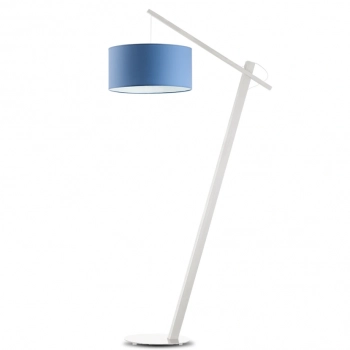 Torino lampa podłogowa E27 abażur niebieski, stelaż biały