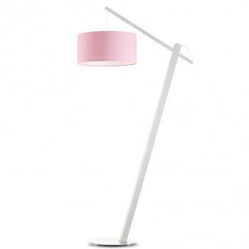 Torino lampa podłogowa E27 abażur różowy, stelaż biały