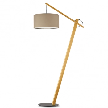 Torino lampa podłogowa E27 abażur beżowy, stelaż dąb