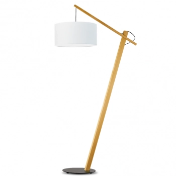 Torino lampa podłogowa E27 abażur biały, stelaż dąb