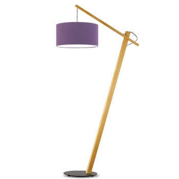 Torino lampa podłogowa E27 abażur fioletowy, stelaż dąb