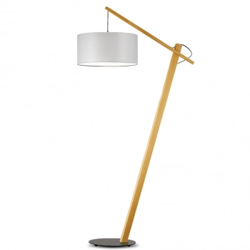 Torino lampa podłogowa E27 abażur jasny szary, stelaż dąb