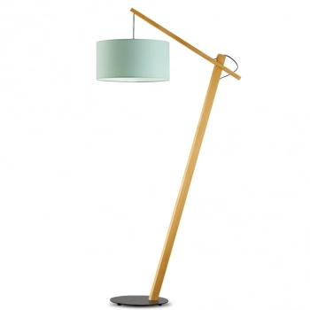 Torino lampa podłogowa E27 abażur miętowy, stelaż dąb