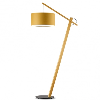 Torino lampa podłogowa E27 abażur musztardowy, stelaż dąb