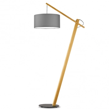 Torino lampa podłogowa E27 abażur szary, stelaż dąb