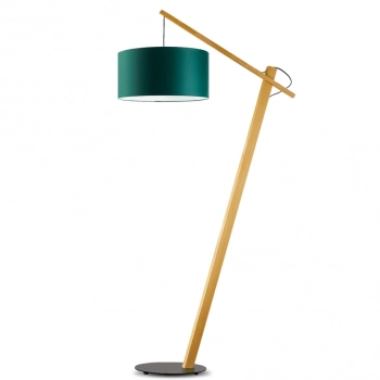 Torino lampa podłogowa E27 abażur zielony, stelaż dąb