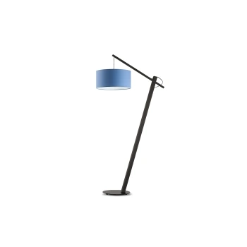 Torino lampa podłogowa E27 abażur niebieski, stelaż heban