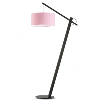 Torino lampa podłogowa E27 abażur różowy, stelaż heban