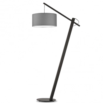 Torino lampa podłogowa E27 abażur szary, stelaż heban
