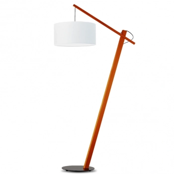 Torino lampa podłogowa E27 abażur biały, stelaż  mahoń