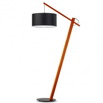 Torino lampa podłogowa E27 abażur czarny, stelaż  mahoń