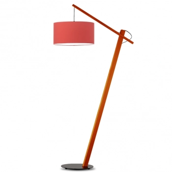 Torino lampa podłogowa E27 abażur czerwony, stelaż  mahoń