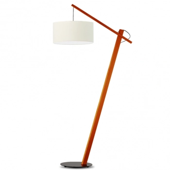 Torino lampa podłogowa E27 abażur ecru, stelaż  mahoń