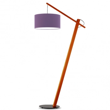 Torino lampa podłogowa E27 abażur fioletowy, stelaż  mahoń