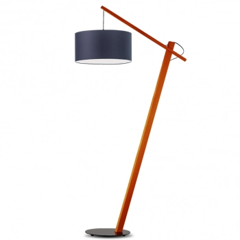 Torino lampa podłogowa E27 abażur granatowy, stelaż  mahoń