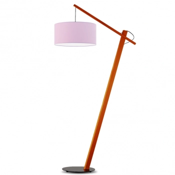 Torino lampa podłogowa E27 abażur jasny fioletowy, stelaż  mahoń