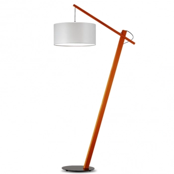 Torino lampa podłogowa E27 abażur jasny szary, stelaż  mahoń