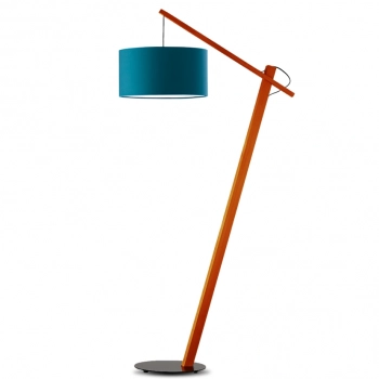 Torino lampa podłogowa E27 abażur morski, stelaż  mahoń