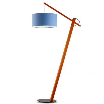 Torino lampa podłogowa E27 abażur niebieski, stelaż  mahoń