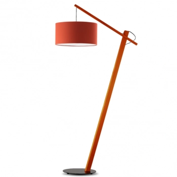 Torino lampa podłogowa E27 abażur rdzawy, stelaż  mahoń