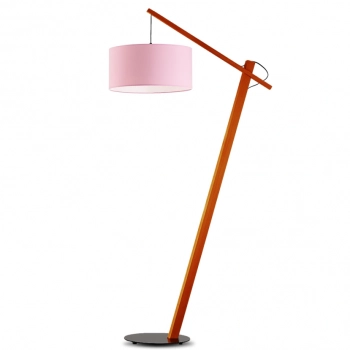 Torino lampa podłogowa E27 abażur różowy, stelaż  mahoń