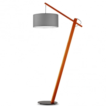 Torino lampa podłogowa E27 abażur szary, stelaż  mahoń