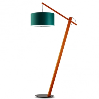 Torino lampa podłogowa E27 abażur zielony, stelaż  mahoń