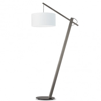 Torino lampa podłogowa E27 abażur biały, stelaż popiel