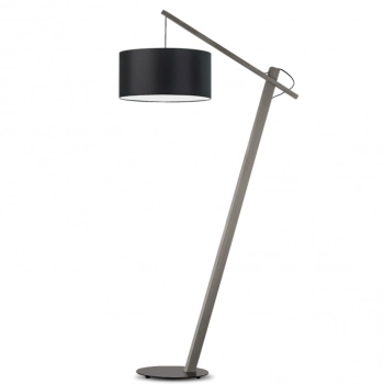 Torino lampa podłogowa E27 abażur czarny, stelaż popiel