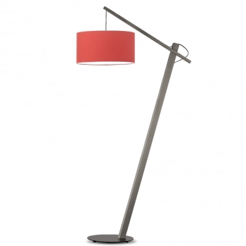 Torino lampa podłogowa E27 abażur czerwony, stelaż popiel