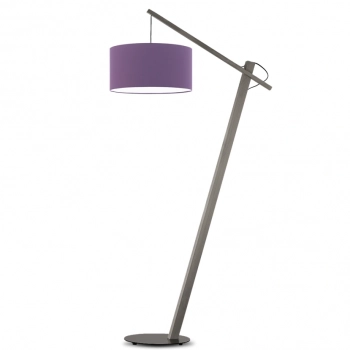 Torino lampa podłogowa E27 abażur fioletowy, stelaż popiel